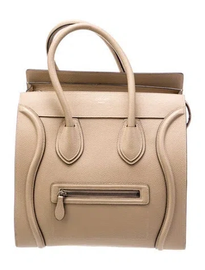 Pre-owned Celine Leather Luggage Mini In Neutral
