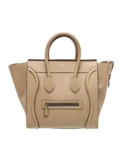 Pre-owned Celine Leather Luggage Mini In Neutral