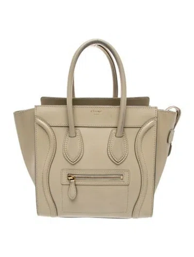 Pre-owned Celine Leather Luggage Mini In Neutral