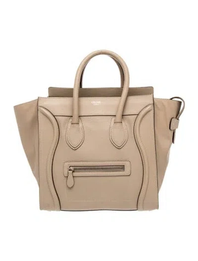 Pre-owned Celine Leather Luggage Mini In Neutral