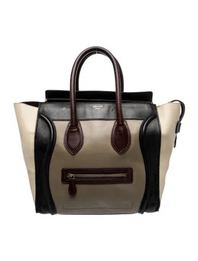 Pre-owned Celine Leather Luggage Mini In Neutral