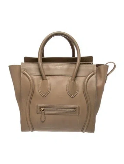 Pre-owned Celine Leather Luggage Mini In Neutral