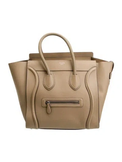Pre-owned Celine Leather Luggage Mini In Neutral