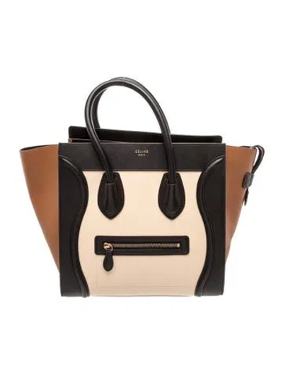 Pre-owned Celine Leather Luggage Mini In Neutral