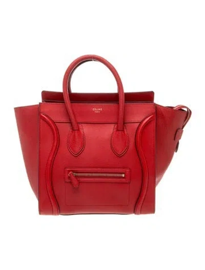 Pre-owned Celine Leather Luggage Mini In Red