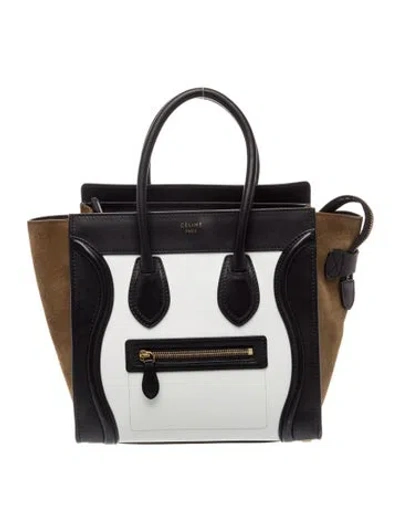 Pre-owned Celine Leather Luggage Mini Vintage In Black