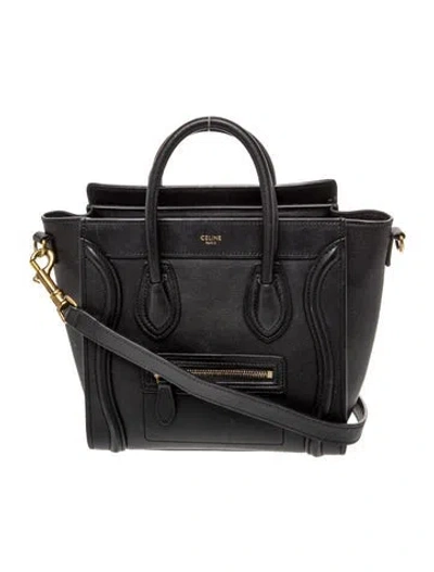 Pre-owned Celine Leather Luggage Nano In Black