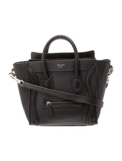 Pre-owned Celine Leather Luggage Nano In Black