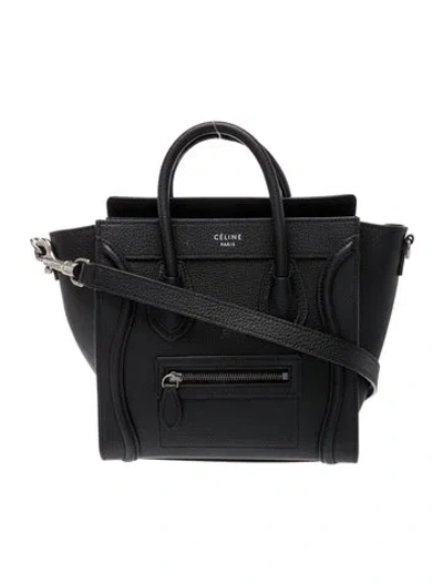 Pre-owned Celine Leather Luggage Nano In Black