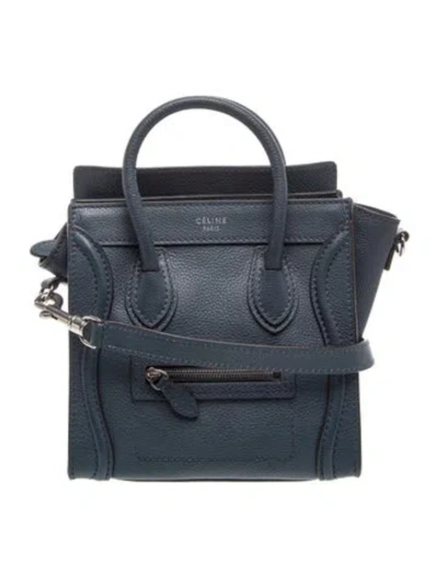 Pre-owned Celine Leather Luggage Nano In Blue