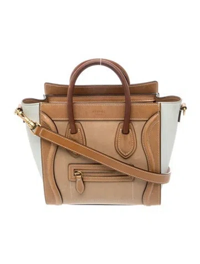 Pre-owned Celine Leather Luggage Nano In Brown