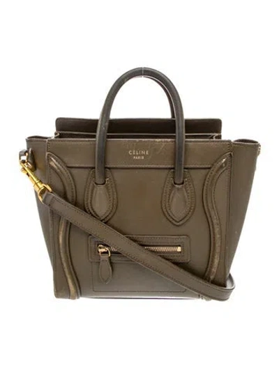 Pre-owned Celine Leather Luggage Nano In Neutral