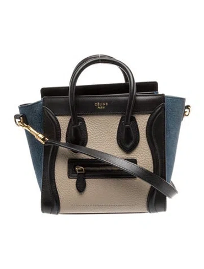 Pre-owned Celine Leather Luggage Nano In Neutral