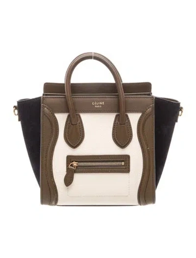 Pre-owned Celine Leather Luggage Nano In Neutral