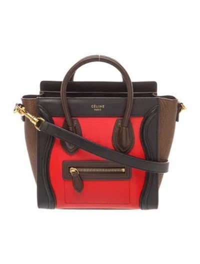 Pre-owned Celine Leather Luggage Nano In Red