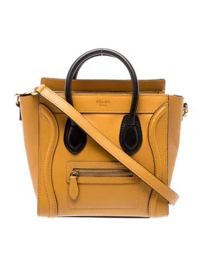 Pre-owned Celine Leather Luggage Nano In Yellow