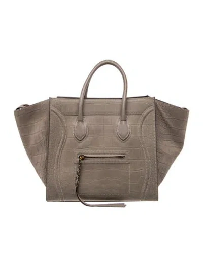 Pre-owned Celine Leather Luggage Phantom Medium In Gray