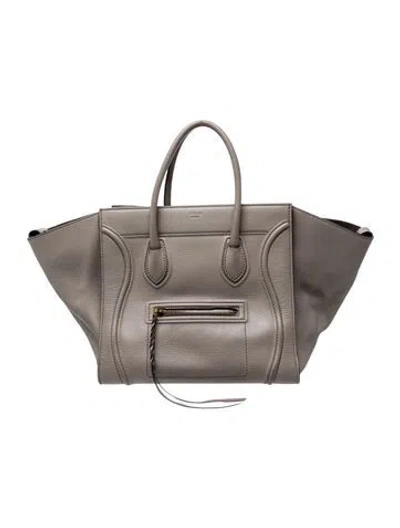 Pre-owned Celine Leather Luggage Phantom Medium In Gray