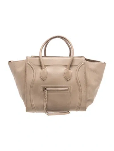 Pre-owned Celine Leather Luggage Phantom Medium Vintage In Neutral
