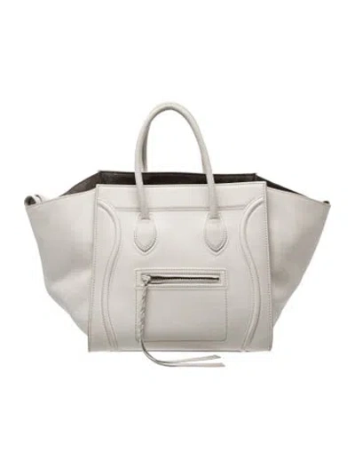 Pre-owned Celine Leather Luggage Phantom Medium In White