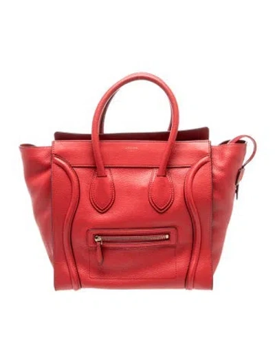 Pre-owned Celine Leather Luggage Phantom Mini Vintage In Red