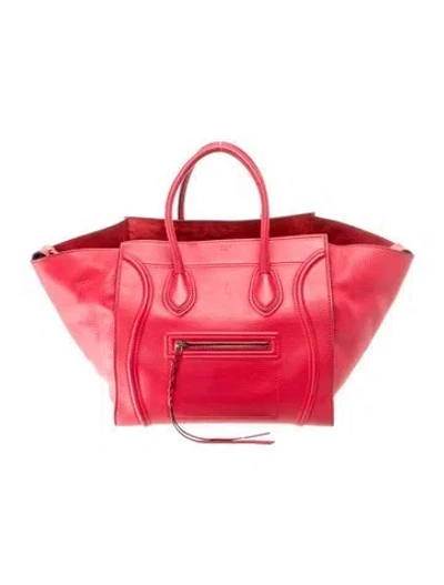 Pre-owned Celine Leather Luggage Phantom In Red