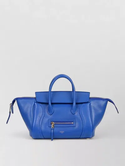 Celine Leather Luggage Small Shoulder Bag In Blue