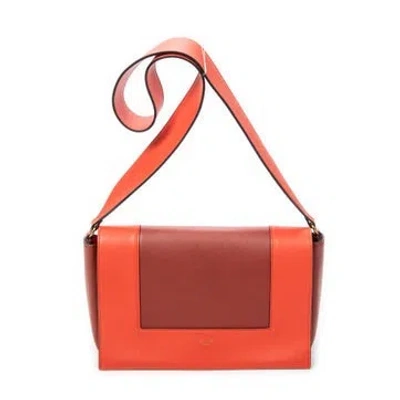Pre-owned Celine Leather Medium Frame Crossbody In Orange