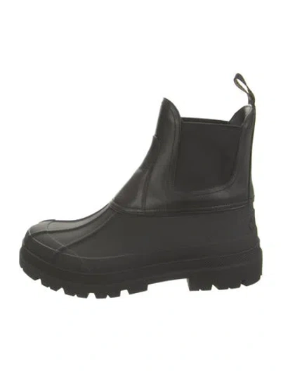 Pre-owned Celine Leather Mesh Accents Chelsea Boots In Black