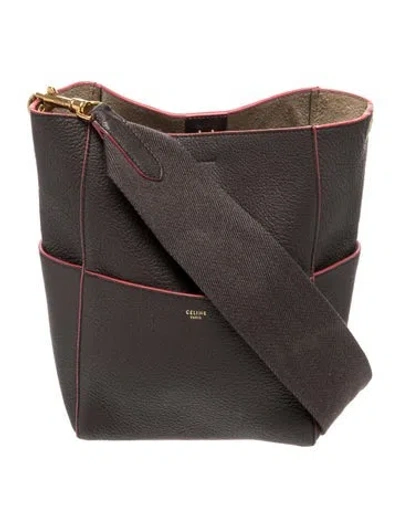 Pre-owned Celine Leather Messenger Bag In Gray