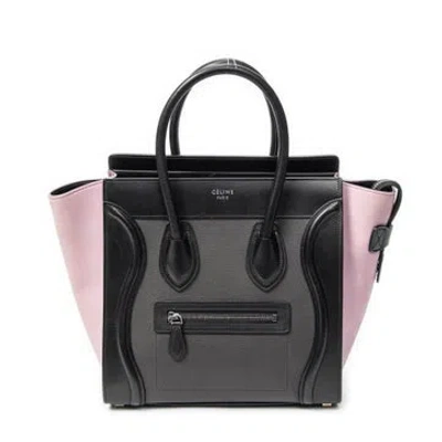 Pre-owned Celine Leather Micro Luggage In Black