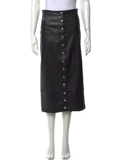 Pre-owned Celine Leather Midi Length Skirt In Black
