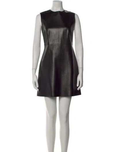Pre-owned Celine Leather Mini Dress In Black