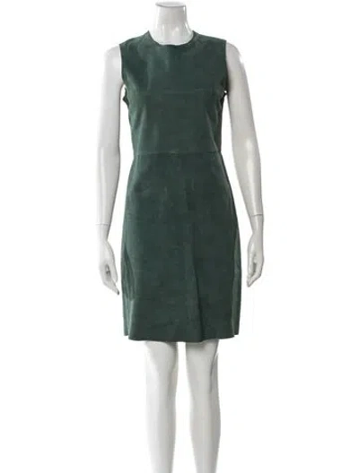 Pre-owned Celine Leather Mini Dress In Green