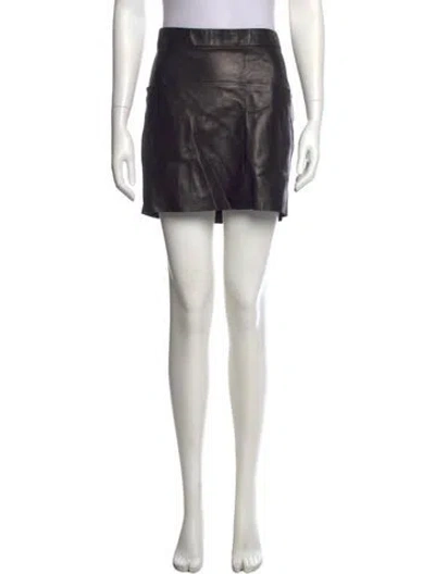 Pre-owned Celine Leather Mini Skirt In Black