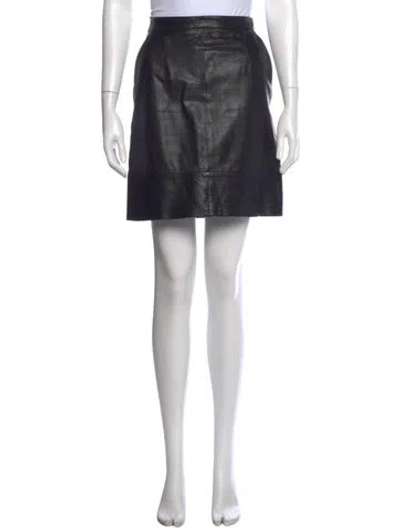 Pre-owned Celine Leather Mini Skirt In Black