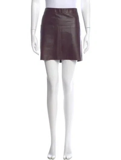 Pre-owned Celine Leather Mini Skirt In Burgundy