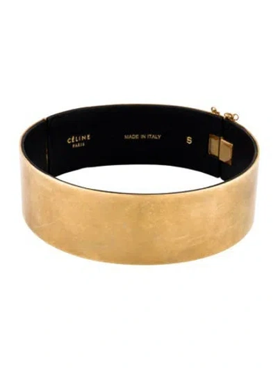 Pre-owned Celine Leather Minimal Choker Necklace, 14" In Black