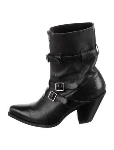 Pre-owned Celine Leather Moto Boots In Black