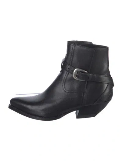 Pre-owned Celine Leather Moto Boots In Black