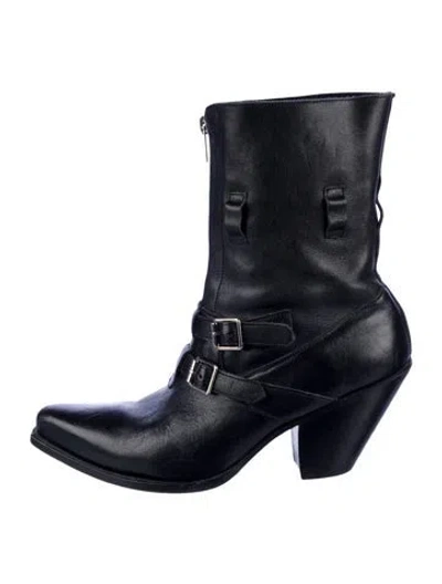 Pre-owned Celine Leather Moto Boots In Black