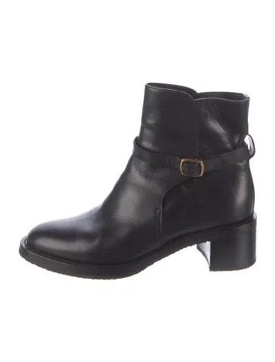 Pre-owned Celine Leather Moto Boots In Black