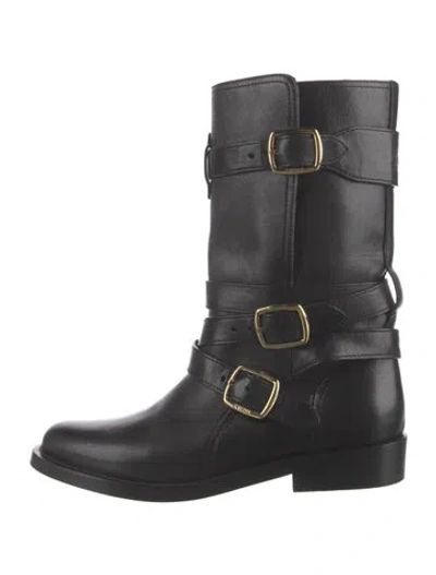 Pre-owned Celine Leather Moto Boots In Black