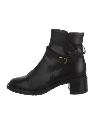 Pre-owned Celine Leather Moto Boots In Black