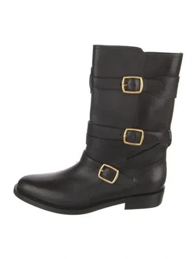 Pre-owned Celine Leather Moto Boots In Black