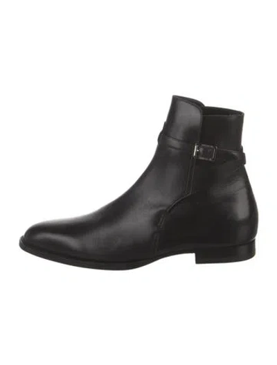 Pre-owned Celine Leather Moto Boots In Black
