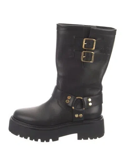Pre-owned Celine Leather Moto Boots In Black