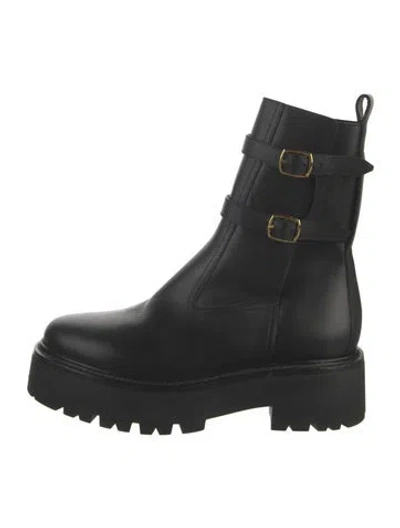 Pre-owned Celine Leather Moto Boots In Black