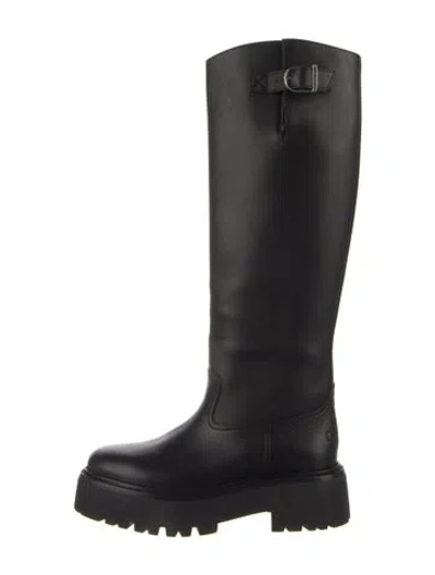 Pre-owned Celine Leather Moto Boots In Black