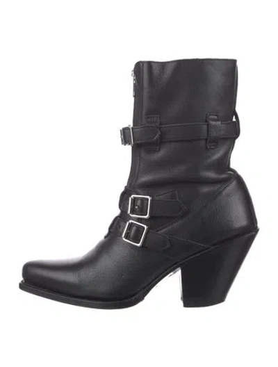 Pre-owned Celine Leather Moto Boots In Black